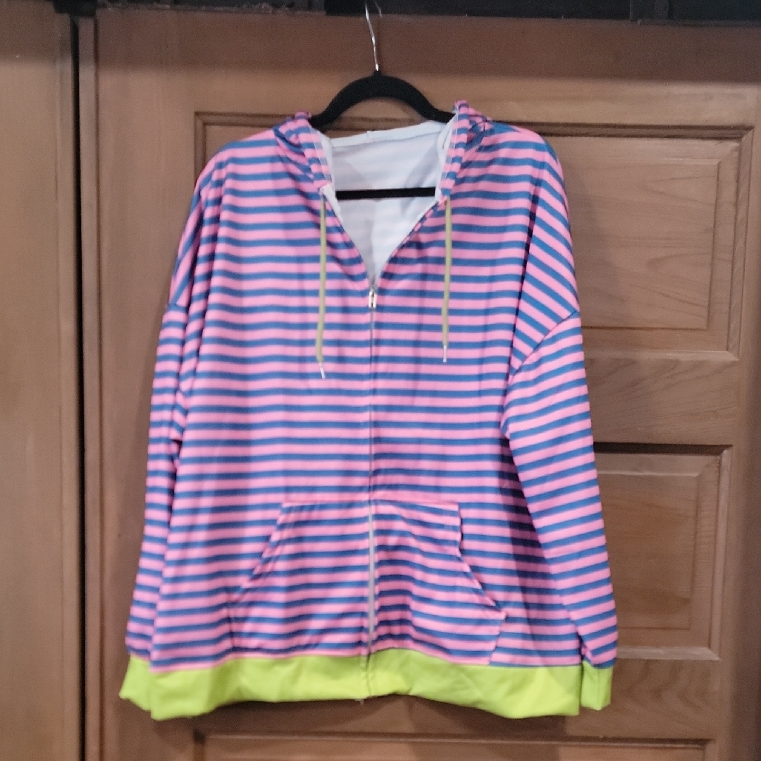 Striped Womens Thin Jacket With Hood